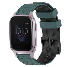 Per Garmin Venu SQ 20mm Cinturino in silicone bicolore con motivo a calcio (verde oliva + nero)
