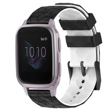 Per Garmin Venu SQ 20mm Cinturino per orologio in silicone bicolore con motivo a calcio (nero + bianco)