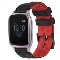 Per Garmin Venu SQ 20mm Football Pattern Cinturino in silicone bicolore (nero + rosso)