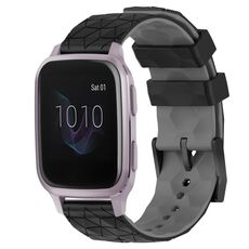 Per Garmin Venu SQ 20mm Modello di calcio Cinturino in silicone bicolore (nero + grigio)
