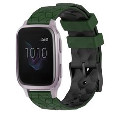 Per Garmin Venu SQ 20mm Cinturino per orologio in silicone bicolore con motivo a calcio (verde militare + nero)