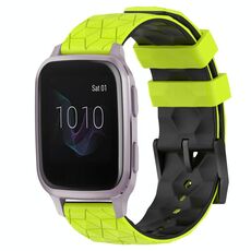 Per Garmin Venu SQ 20mm Cinturino per orologio in silicone bicolore con motivo a calcio (verde lime + nero)