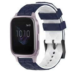 Per Garmin Venu SQ 20mm Cinturino in silicone bicolore con motivo a calcio (blu notte + bianco)