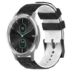 Per Garminmove Luxe 20mm Cinturino per orologio in silicone bicolore con motivo a calcio (nero + bianco)