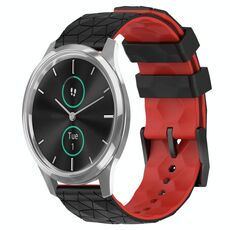 Per Garminmove Luxe 20mm Cinturino per orologio in silicone bicolore con motivo a calcio (nero + rosso)