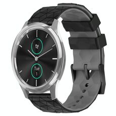 Per Garminmove Luxe 20mm Cinturino orologio in silicone bicolore modello calcio (nero + grigio)