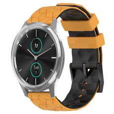 Per Garminmove Luxe 20mm Cinturino per orologio in silicone bicolore con motivo a calcio (giallo + nero)
