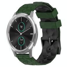 Per Garminmove Luxe 20mm Cinturino orologio in silicone bicolore modello calcio (verde militare + nero)