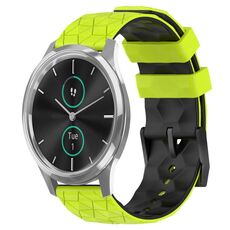 Per Garminmove Luxe 20mm Cinturino per orologio in silicone bicolore con motivo a calcio (verde lime + nero)