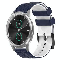 Per Garminmove Luxe 20mm Cinturino orologio in silicone bicolore modello calcio (blu notte + bianco)