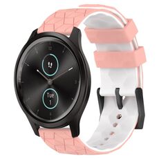 Per Garminmove Style 20mm Cinturino in silicone bicolore con motivo a calcio (rosa + bianco)