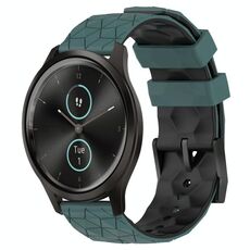 Per Garminmove Style 20mm Football Pattern Cinturino in silicone bicolore (verde oliva + nero)