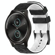 Per Garminmove Style 20mm Football Pattern Cinturino in silicone bicolore (nero + bianco)