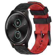 Per Garminmove Style 20mm Football Pattern Cinturino in silicone bicolore (nero + rosso)