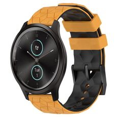 Per Garminmove Style 20mm Cinturino in silicone bicolore con motivo a calcio (giallo + nero)