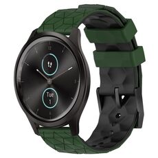 Per Garminmove Style 20mm Cinturino in silicone bicolore con motivo a calcio (verde militare + nero)
