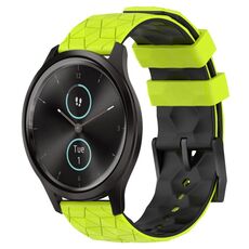 Per Garminmove Style 20mm Football Pattern Cinturino in silicone bicolore (verde lime + nero)