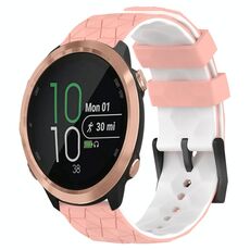 Per Garmin Forerunner 645 Music 20mm Cinturino per orologio in silicone bicolore con motivo a calcio (rosa + bianco)
