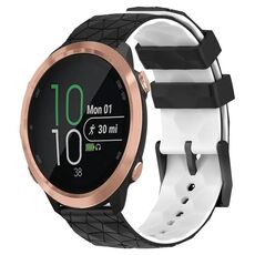 Per Garmin Forerunner 645 Music 20mm Cinturino per orologio in silicone bicolore con motivo a calcio (nero + bianco)