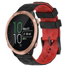 Per Garmin Forerunner 645 Music 20mm Cinturino per orologio in silicone bicolore con motivo a calcio (nero + rosso)