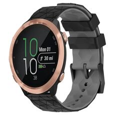 Per Garmin Forerunner 645 Music 20mm Cinturino per orologio in silicone bicolore con motivo a calcio (nero + grigio)
