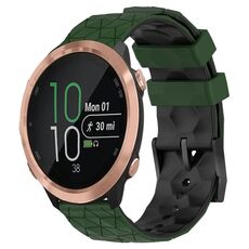 Per Garmin Forerunner 645 Music 20mm Cinturino per orologio in silicone bicolore con motivo a calcio (verde militare + nero)