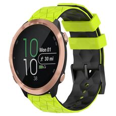 Per Garmin Forerunner 645 Music Cinturino per orologio in silicone bicolore da 20 mm con motivo a calcio (verde lime + nero)