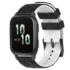 Per Garmin Forerunner Sq2 20mm Cinturino per orologio in silicone bicolore con motivo a calcio (nero + bianco)