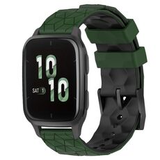 Per Garmin Forerunner Sq2 20mm Cinturino per orologio in silicone bicolore con motivo a calcio (verde militare + nero)