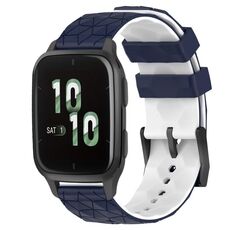 Per Garmin Forerunner Sq2 Cinturino per orologio in silicone bicolore da 20 mm con motivo a calcio (blu notte + bianco)