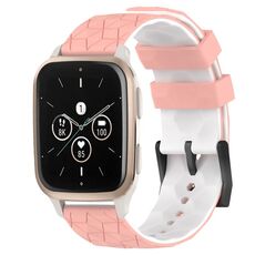 Per Garmin Forerunner Sq2 Music Cinturino per orologio in silicone bicolore da 20 mm con motivo a calcio (rosa + bianco)