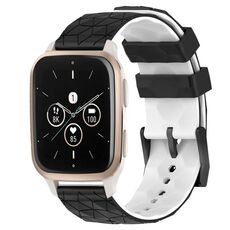 Per Garmin Forerunner Sq2 Music Cinturino per orologio in silicone bicolore da 20 mm con motivo a calcio (nero + bianco)