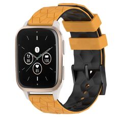 Per Garmin Forerunner Sq2 Music Cinturino per orologio in silicone bicolore da 20 mm con motivo a calcio (giallo + nero)