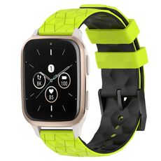 Per Garmin Forerunner Sq2 Music Cinturino per orologio in silicone bicolore da 20 mm con motivo a calcio (verde lime + nero)