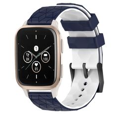 Per Garmin Forerunner Sq2 Music Cinturino per orologio in silicone bicolore da 20 mm con motivo a calcio (blu notte + bianco)