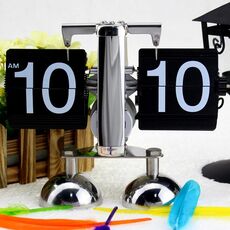HY-F001 Orologio a forma di bilanciere con rotazione automatica Orologio flop decorativo per la casa, specifiche: doppio (nero)