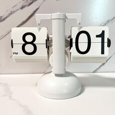 HY-F001 Orologio a forma di bilanciere con rotazione automatica Orologio flop decorativo per la casa, specifiche: singolo (bianco pieno)