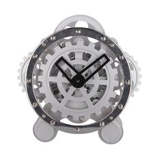 HY-G001 Orologio decorativo da soggiorno in acciaio inossidabile con doppio ingranaggio rotante (argento)