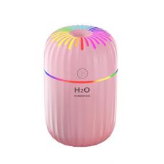 Umidificatore per tendone per auto da tavolo con umidificatore per luce ambientale USB a tazza colorata (fuochi d'artificio rosa)