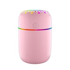 Umidificatore per tendone per auto da tavolo con umidificatore per luce ambientale USB a tazza colorata (Lucky Star Pink)