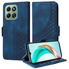 Custodia per telefono in pelle stellata con rombi in rilievo per Honor X6b (blu)