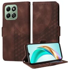 Custodia per telefono in pelle stellata con motivo a rombi in rilievo per Honor X6b (marrone)