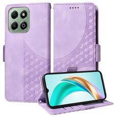 Custodia per telefono in pelle stellata con rombi in rilievo per Honor X6b (viola)