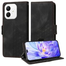 Custodia per telefono in pelle stellata con rombi in rilievo per Honor X60i (nera)