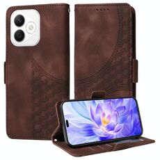 Custodia per telefono in pelle stellata con rombo goffrato per Honor X60i (marrone)
