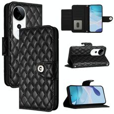 Per vivo S19 Pro Custodia per telefono in pelle con texture rombica e cordino (nero)