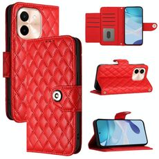 Per vivo Y28 4G Custodia in pelle con texture rombica e cordino (rosso)