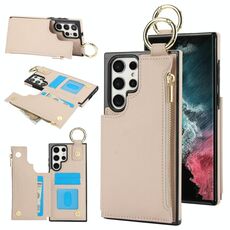 Per Samsung Galaxy S22 Ultra 5G RFlD Custodia antifurto con cerniera a doppia fibbia e anello per telefono cellulare (bianco)