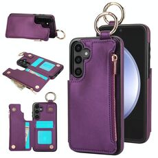 Per Samsung Galaxy S23 FE 5G RFlD Custodia antifurto per telefono con doppia fibbia e cerniera (viola scuro)
