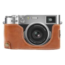 Per FUJIFILM X100VI Custodia per fotocamera in pelle PU lucida (marrone)
